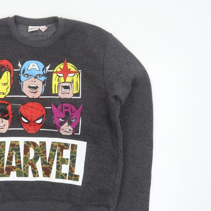 Marvel Comics Men Grey M Pullover Sweatshirt Hero Graphic Print