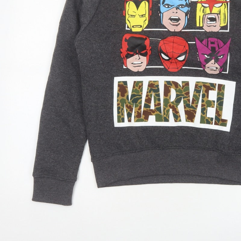 Marvel Comics Men Grey M Pullover Sweatshirt Hero Graphic Print