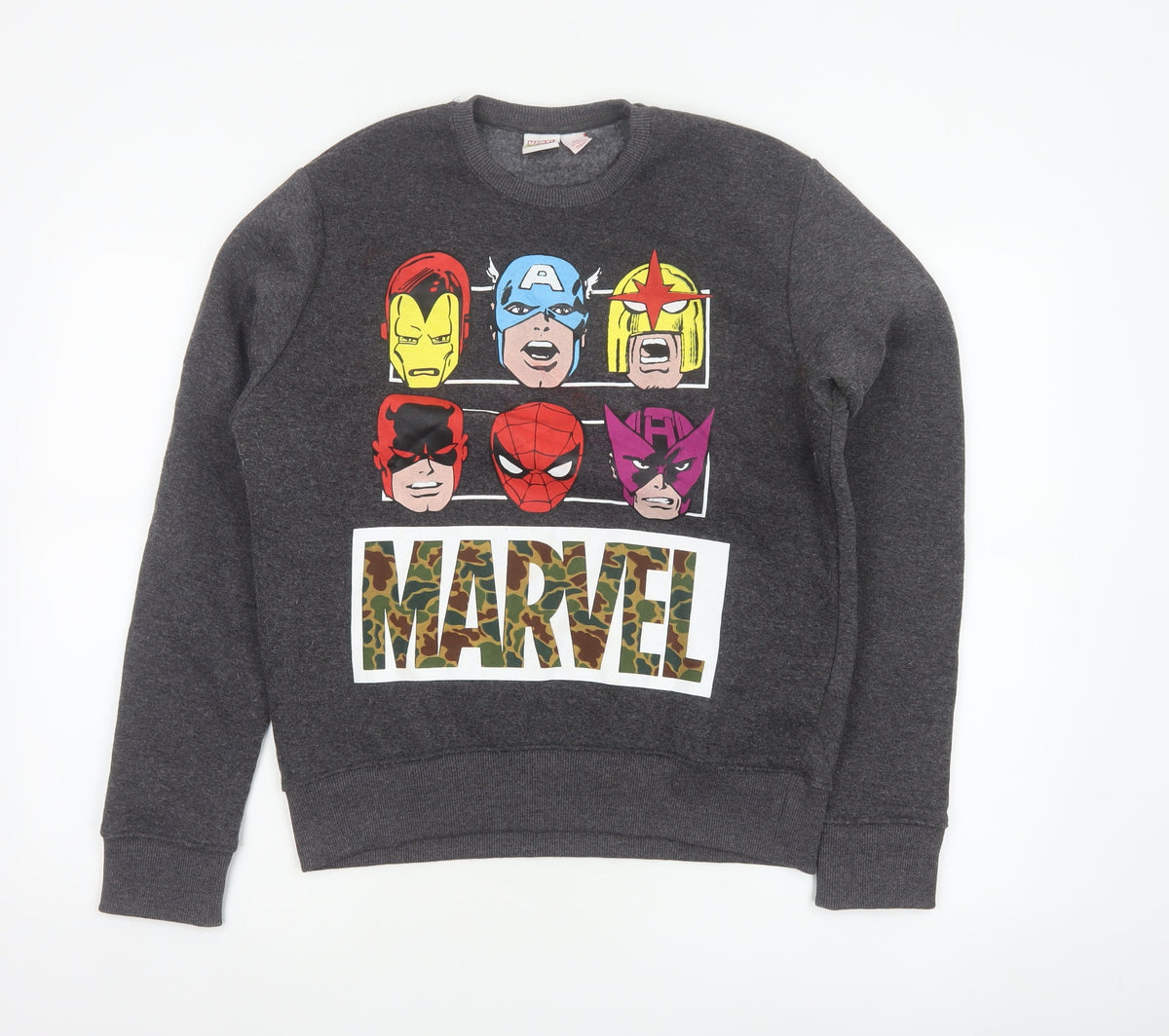 Marvel Comics Men Grey M Pullover Sweatshirt Hero Graphic Print