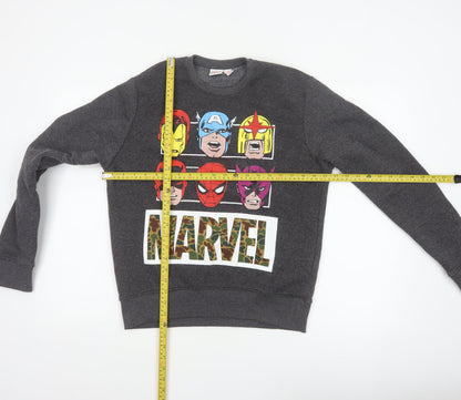 Marvel Comics Men Grey M Pullover Sweatshirt Hero Graphic Print