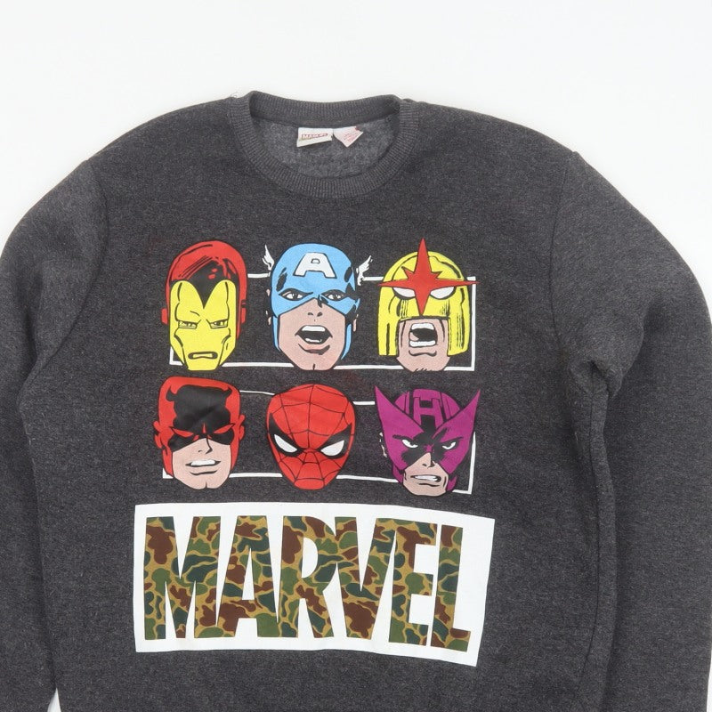 Marvel Comics Men Grey M Pullover Sweatshirt Hero Graphic Print