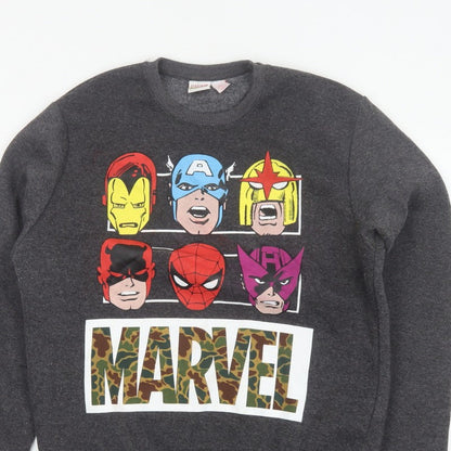 Marvel Comics Men Grey M Pullover Sweatshirt Hero Graphic Print