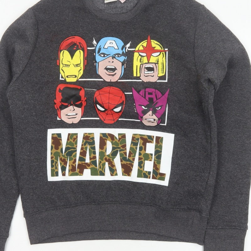 Marvel Comics Men Grey M Pullover Sweatshirt Hero Graphic Print