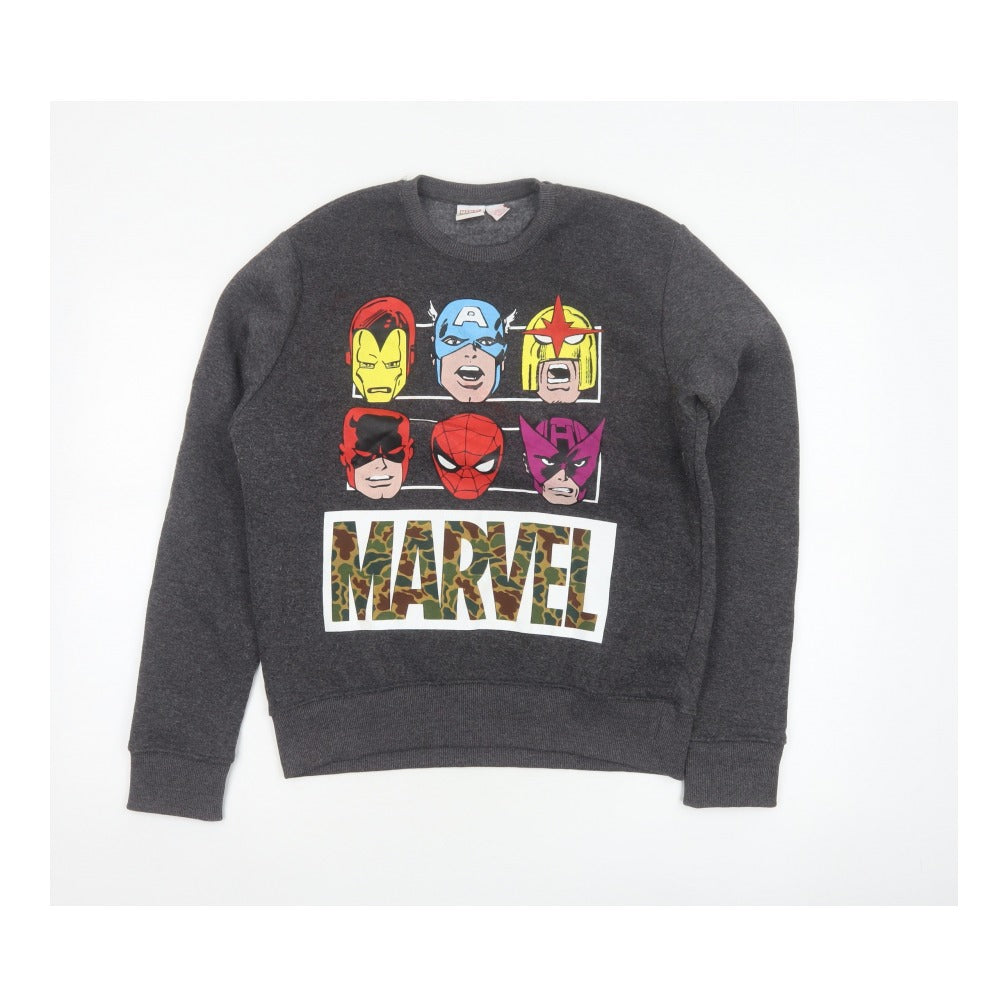Marvel Comics Men Grey M Pullover Sweatshirt Hero Graphic Print