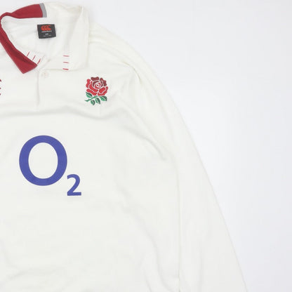 Canterbury Men’s White 2XL England Rugby O2 Long Sleeve Polo Shirt