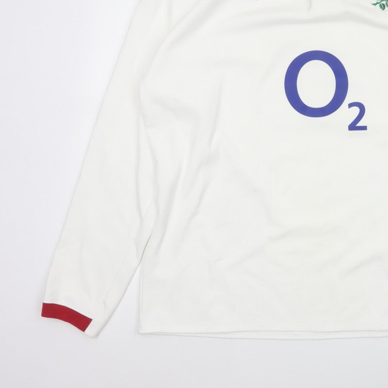 Canterbury Men’s White 2XL England Rugby O2 Long Sleeve Polo Shirt