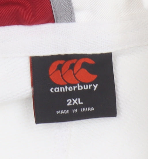Canterbury Men’s White 2XL England Rugby O2 Long Sleeve Polo Shirt