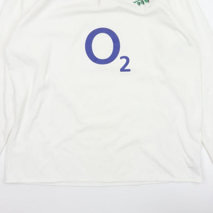 Canterbury Men’s White 2XL England Rugby O2 Long Sleeve Polo Shirt