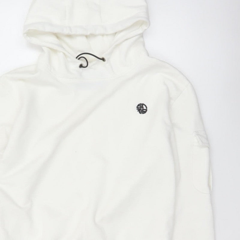 Soul Star Men’s White M Pullover Hoodie Logo Drawstring Pocket