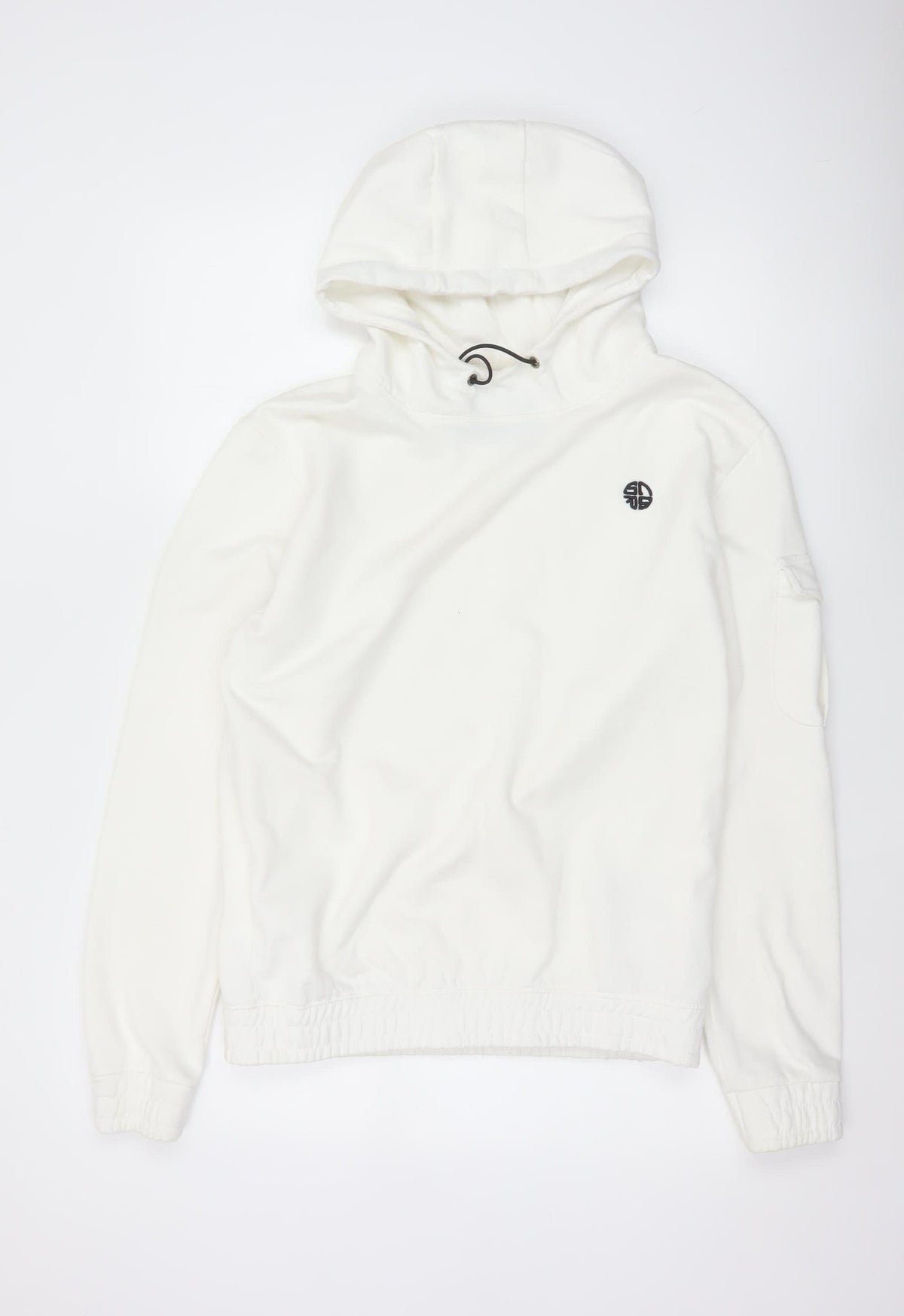 Soul Star Men’s White M Pullover Hoodie Logo Drawstring Pocket