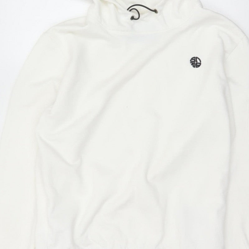 Soul Star Men’s White M Pullover Hoodie Logo Drawstring Pocket