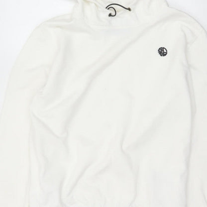 Soul Star Men’s White M Pullover Hoodie Logo Drawstring Pocket