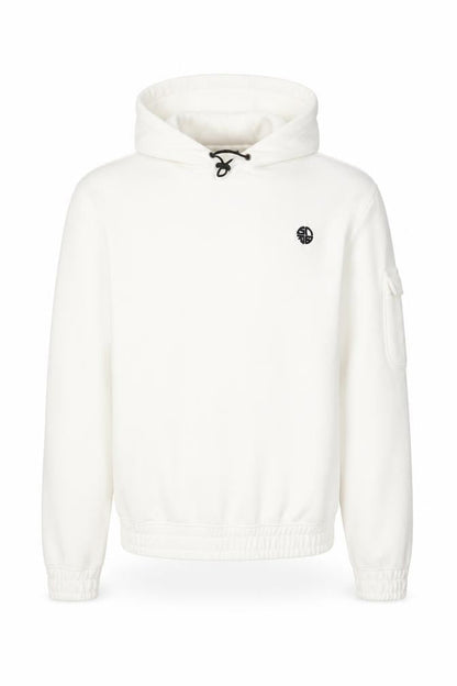Soul Star Men’s White M Pullover Hoodie Logo Drawstring Pocket