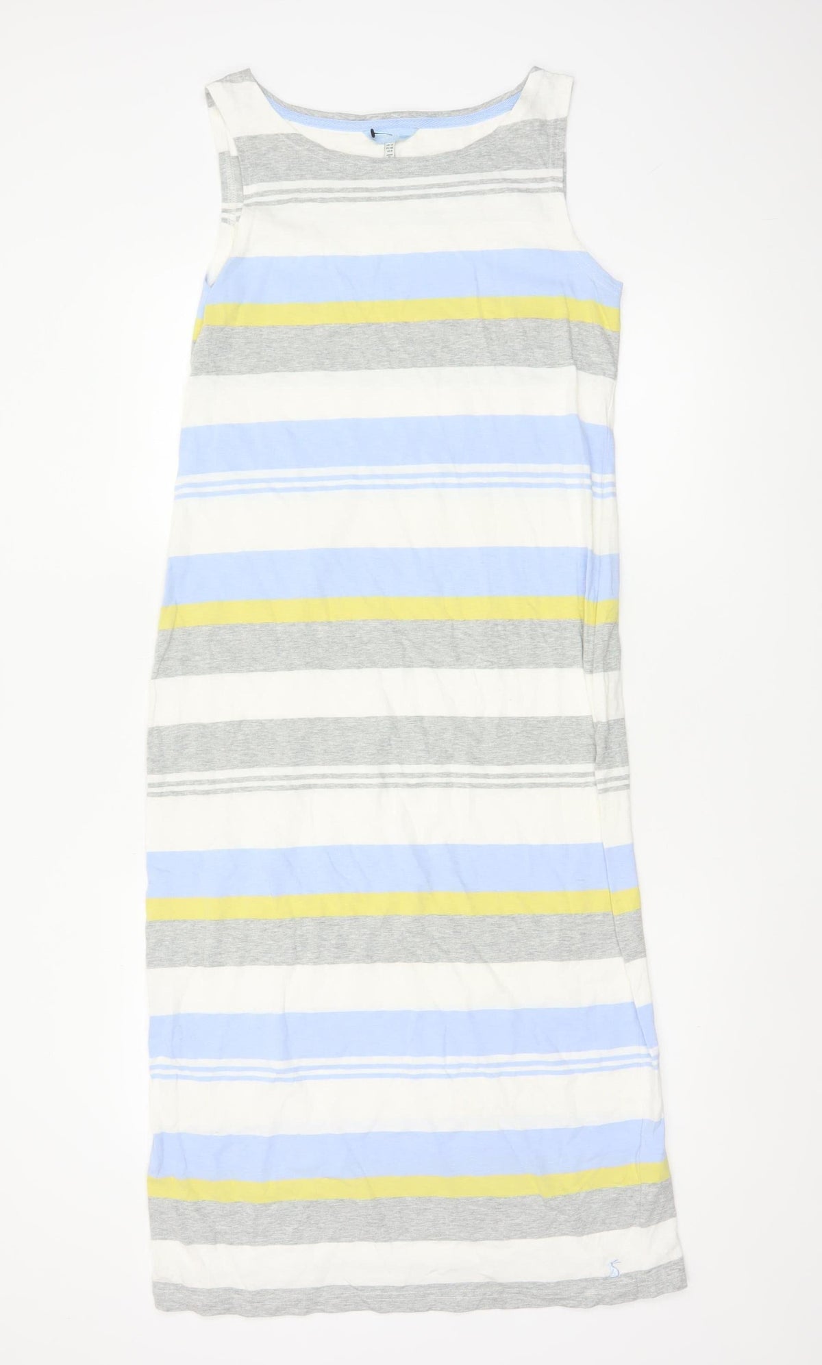 Joules Women Blue Stripe UK 12 Maxi Sleeveless Cotton Jersey Dress