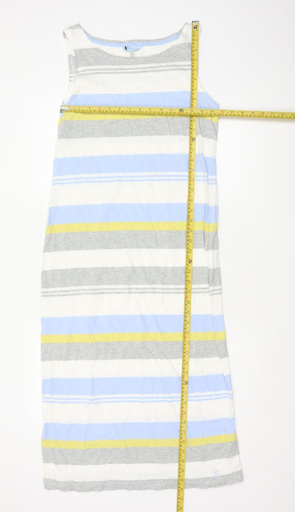 Joules Women Blue Stripe UK 12 Maxi Sleeveless Cotton Jersey Dress