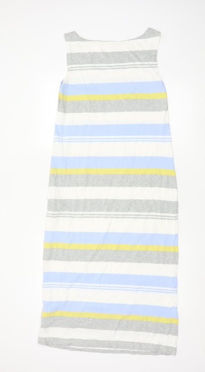 Joules Women Blue Stripe UK 12 Maxi Sleeveless Cotton Jersey Dress