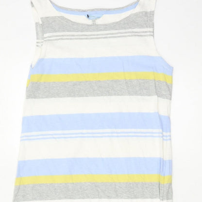 Joules Women Blue Stripe UK 12 Maxi Sleeveless Cotton Jersey Dress