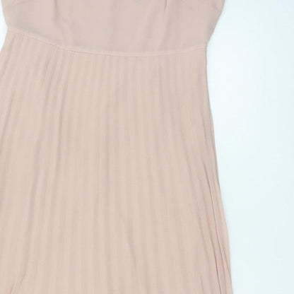 Phase Eight Women Pink UK 14 Pleated Chiffon Maxi Occasion Dress