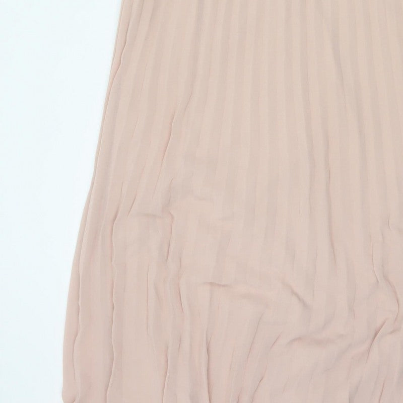 Phase Eight Women Pink UK 14 Pleated Chiffon Maxi Occasion Dress