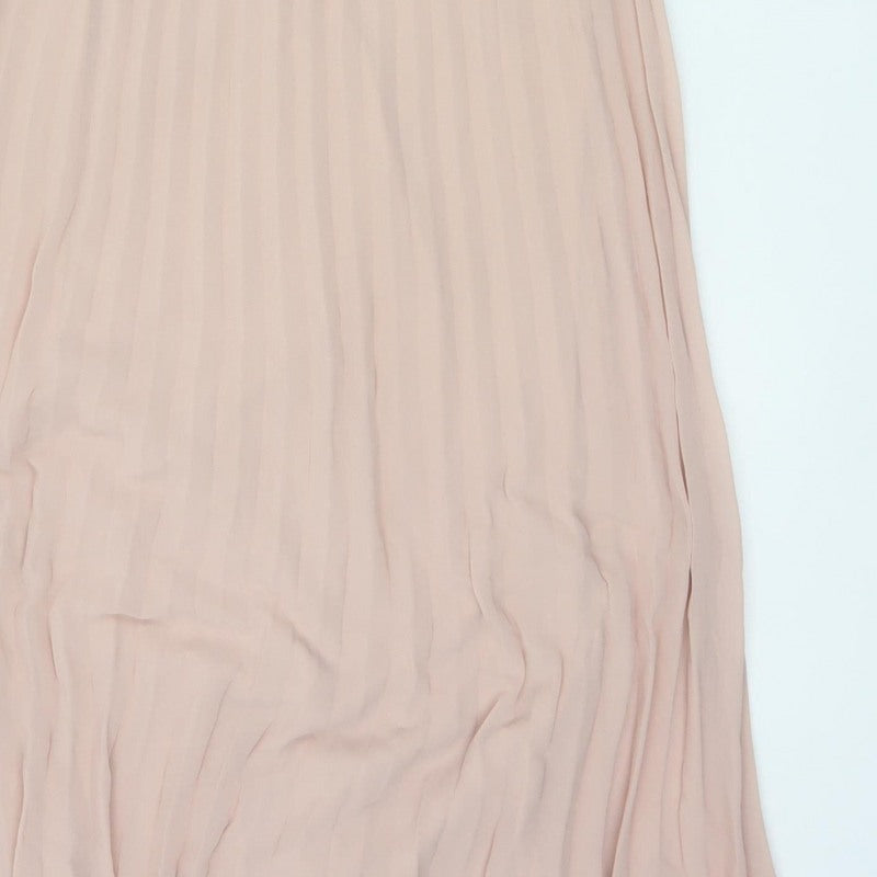 Phase Eight Women Pink UK 14 Pleated Chiffon Maxi Occasion Dress