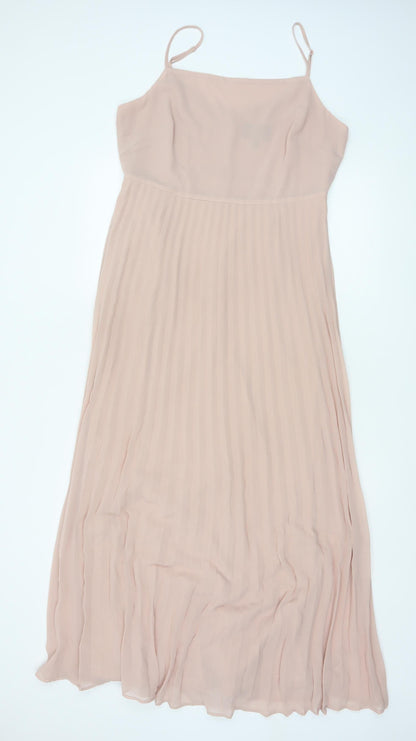 Phase Eight Women Pink UK 14 Pleated Chiffon Maxi Occasion Dress