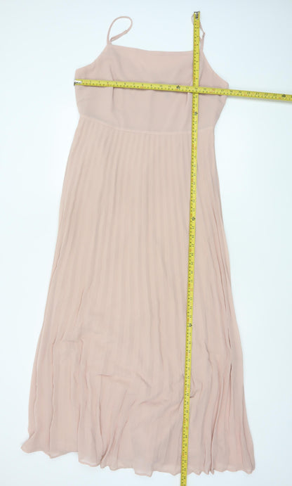 Phase Eight Women Pink UK 14 Pleated Chiffon Maxi Occasion Dress