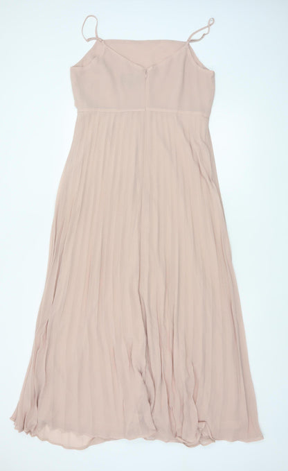 Phase Eight Women Pink UK 14 Pleated Chiffon Maxi Occasion Dress