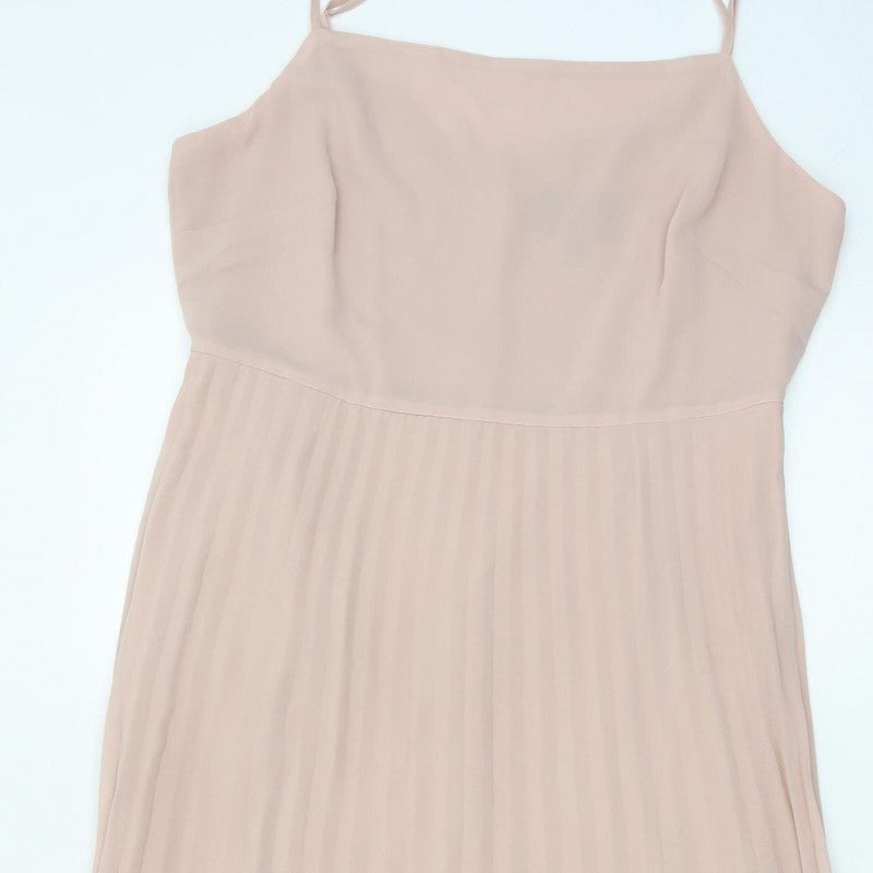 Phase Eight Women Pink UK 14 Pleated Chiffon Maxi Occasion Dress