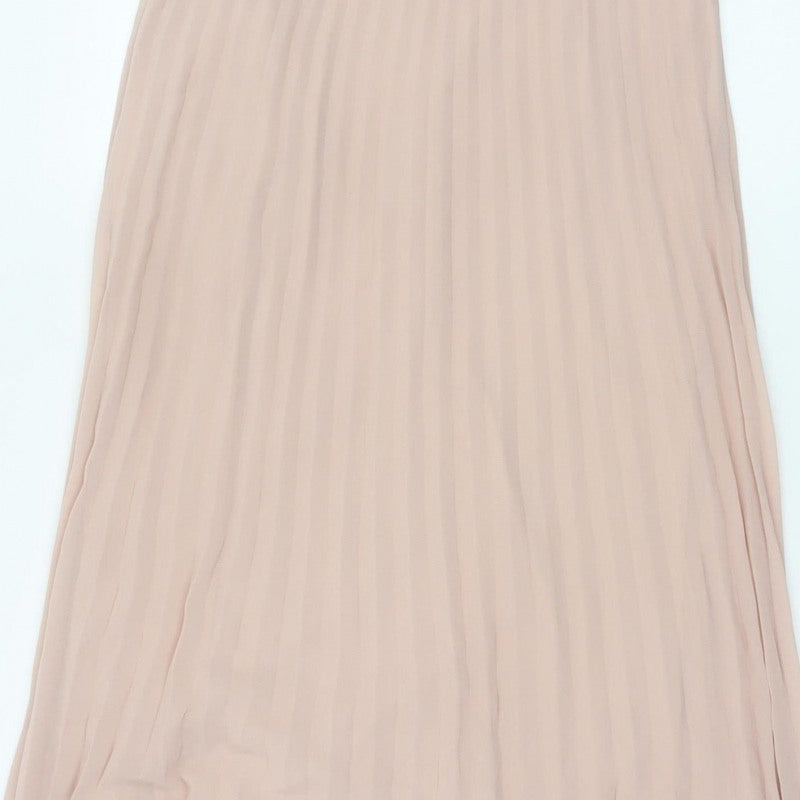 Phase Eight Women Pink UK 14 Pleated Chiffon Maxi Occasion Dress