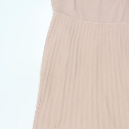 Phase Eight Women Pink UK 14 Pleated Chiffon Maxi Occasion Dress