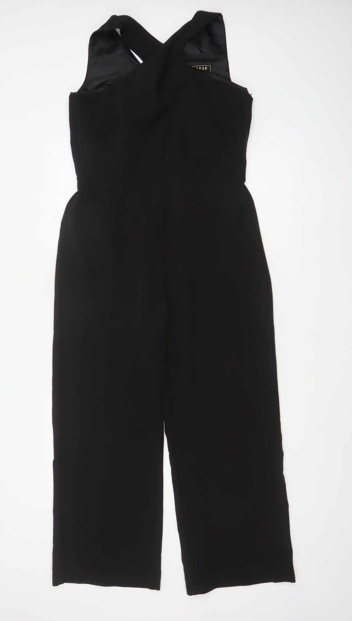 Lipsy London Women Black UK 12 Sleeveless V-Neck Wide-Leg Jumpsuit