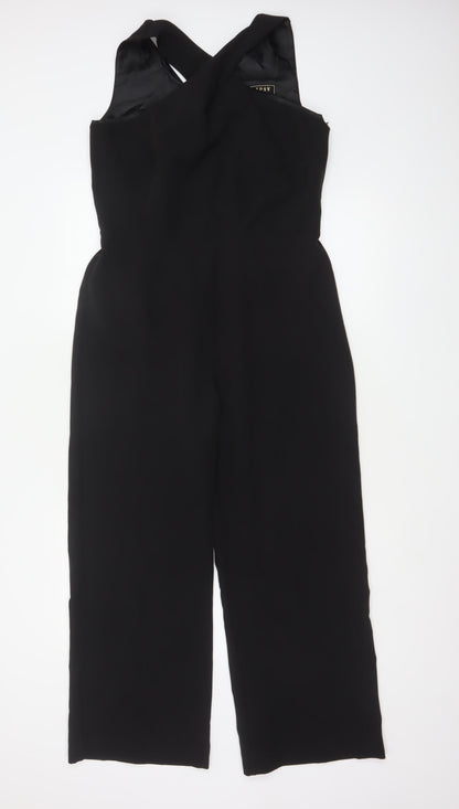 Lipsy London Women Black UK 12 Sleeveless V-Neck Wide-Leg Jumpsuit