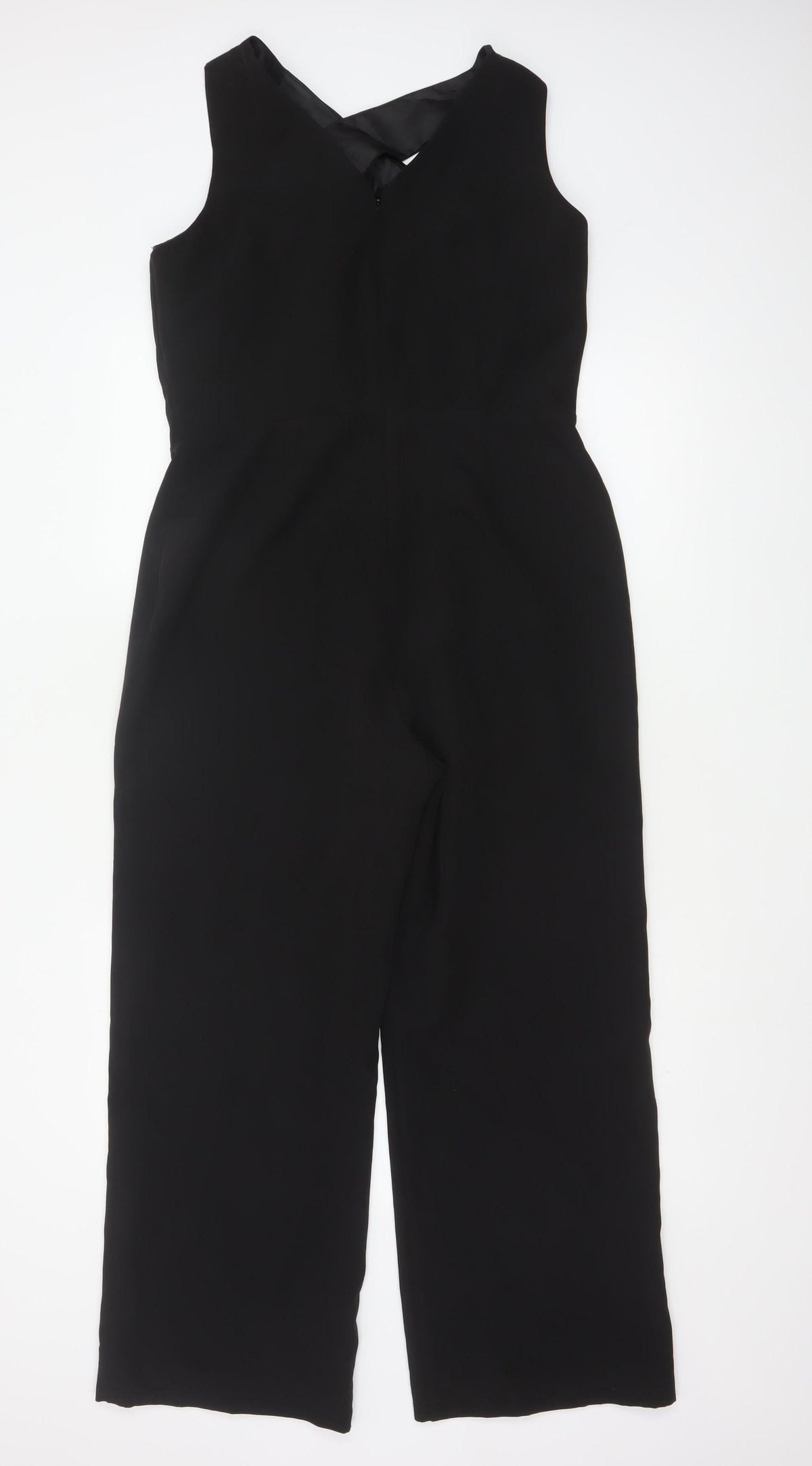 Lipsy London Women Black UK 12 Sleeveless V-Neck Wide-Leg Jumpsuit