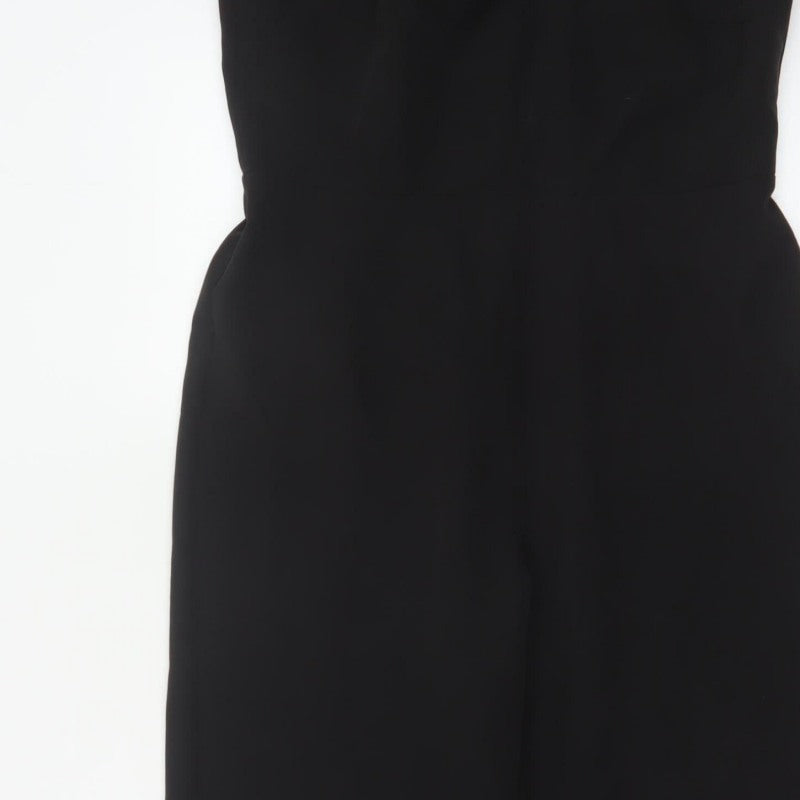 Lipsy London Women Black UK 12 Sleeveless V-Neck Wide-Leg Jumpsuit