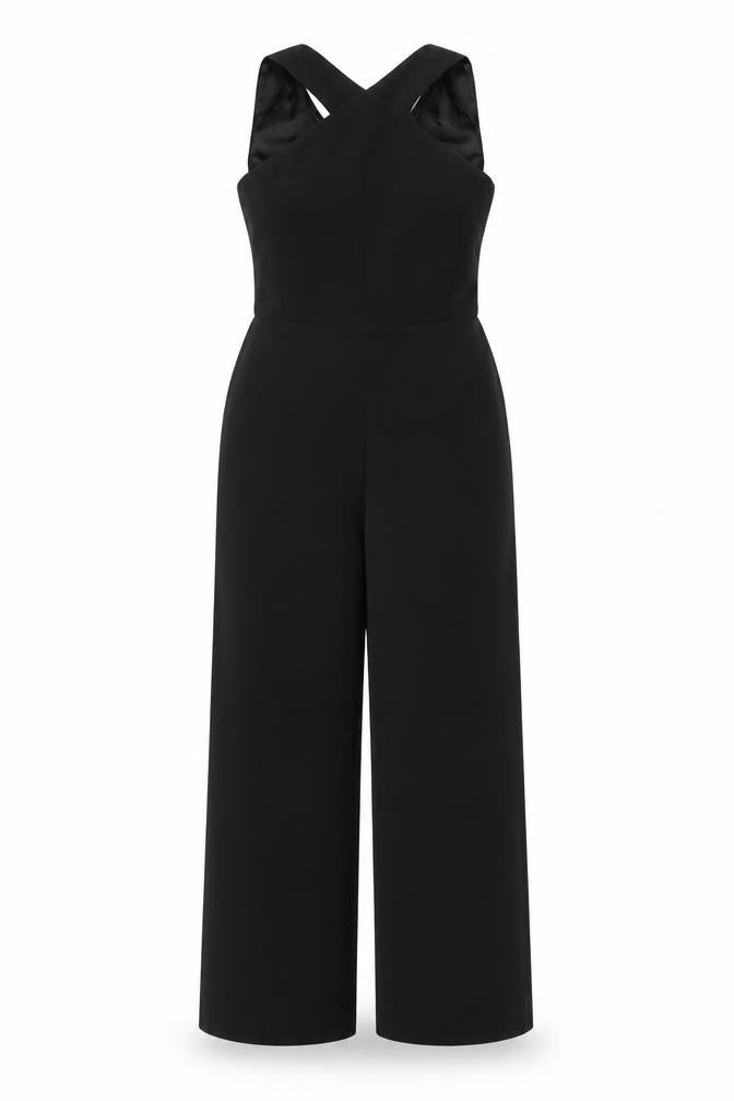 Lipsy London Women Black UK 12 Sleeveless V-Neck Wide-Leg Jumpsuit