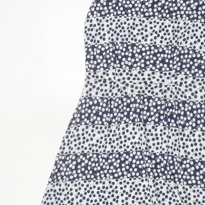 Boden Women Blue White UK 10 Fit & Flare Midi Floral Dress