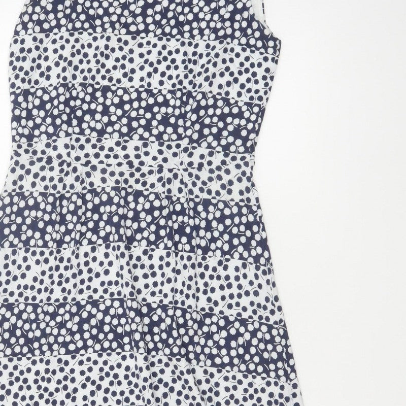 Boden Women Blue White UK 10 Fit & Flare Midi Floral Dress