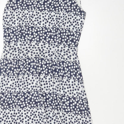 Boden Women Blue White UK 10 Fit & Flare Midi Floral Dress