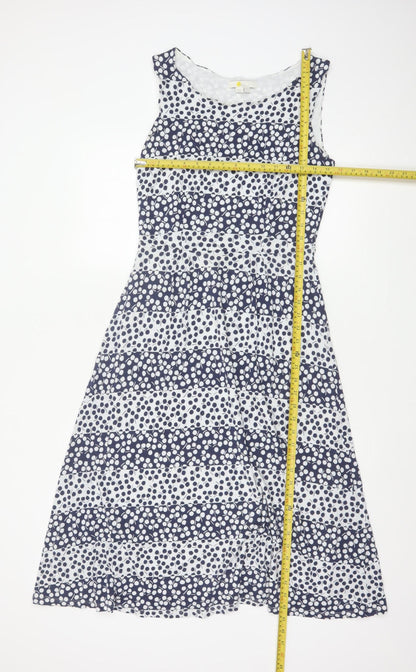 Boden Women Blue White UK 10 Fit & Flare Midi Floral Dress
