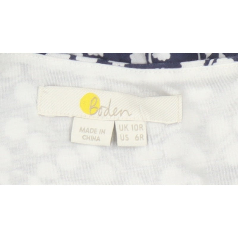 Boden Women Blue White UK 10 Fit & Flare Midi Floral Dress