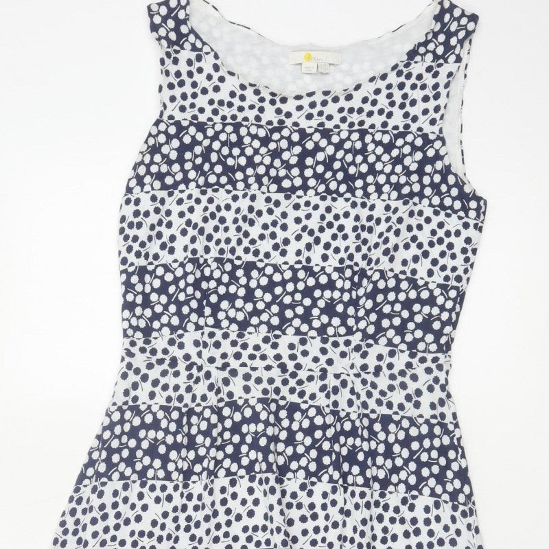 Boden Women Blue White UK 10 Fit & Flare Midi Floral Dress