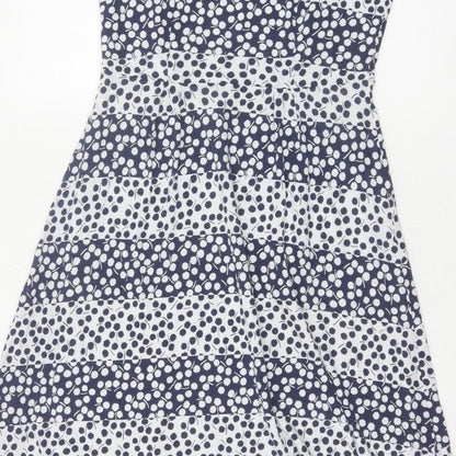Boden Women Blue White UK 10 Fit & Flare Midi Floral Dress