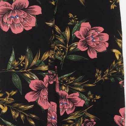 Boohoo Women Black Floral Maxi Wide Leg Jumpsuit UK 12