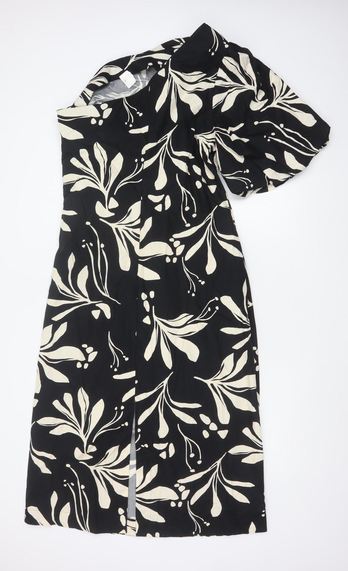 Marks & Spencer Women Black Floral Wrap Midi Dress UK 16 Short Sleeve