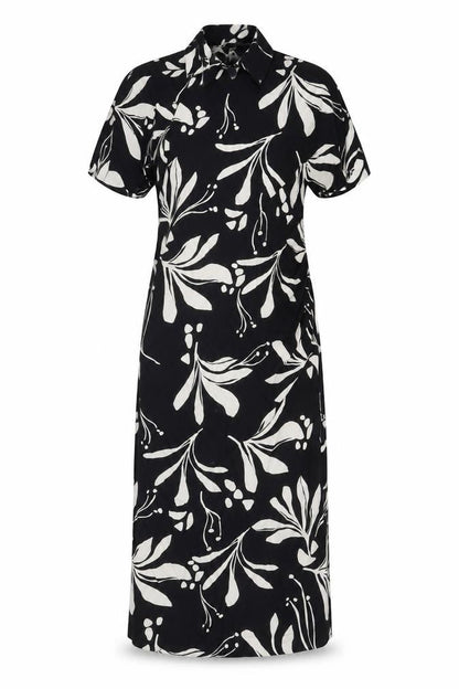 Marks & Spencer Women Black Floral Wrap Midi Dress UK 16 Short Sleeve