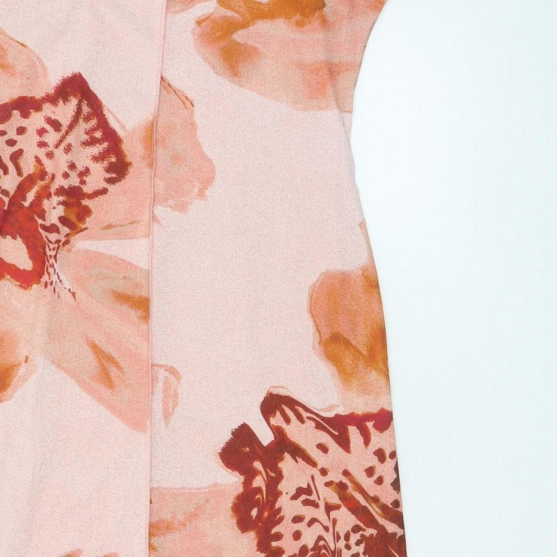 Cross Design Women’s Pink UK 12 Floral Sleeveless Jersey Maxi Dress