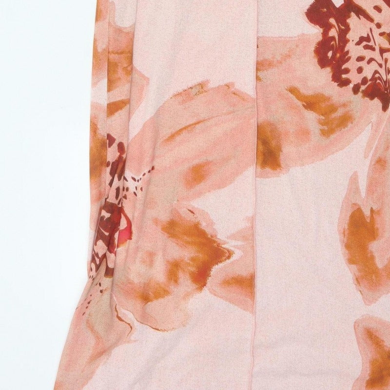 Cross Design Women’s Pink UK 12 Floral Sleeveless Jersey Maxi Dress