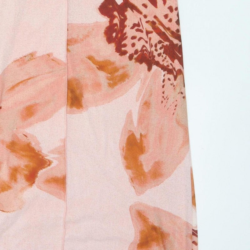 Cross Design Women’s Pink UK 12 Floral Sleeveless Jersey Maxi Dress