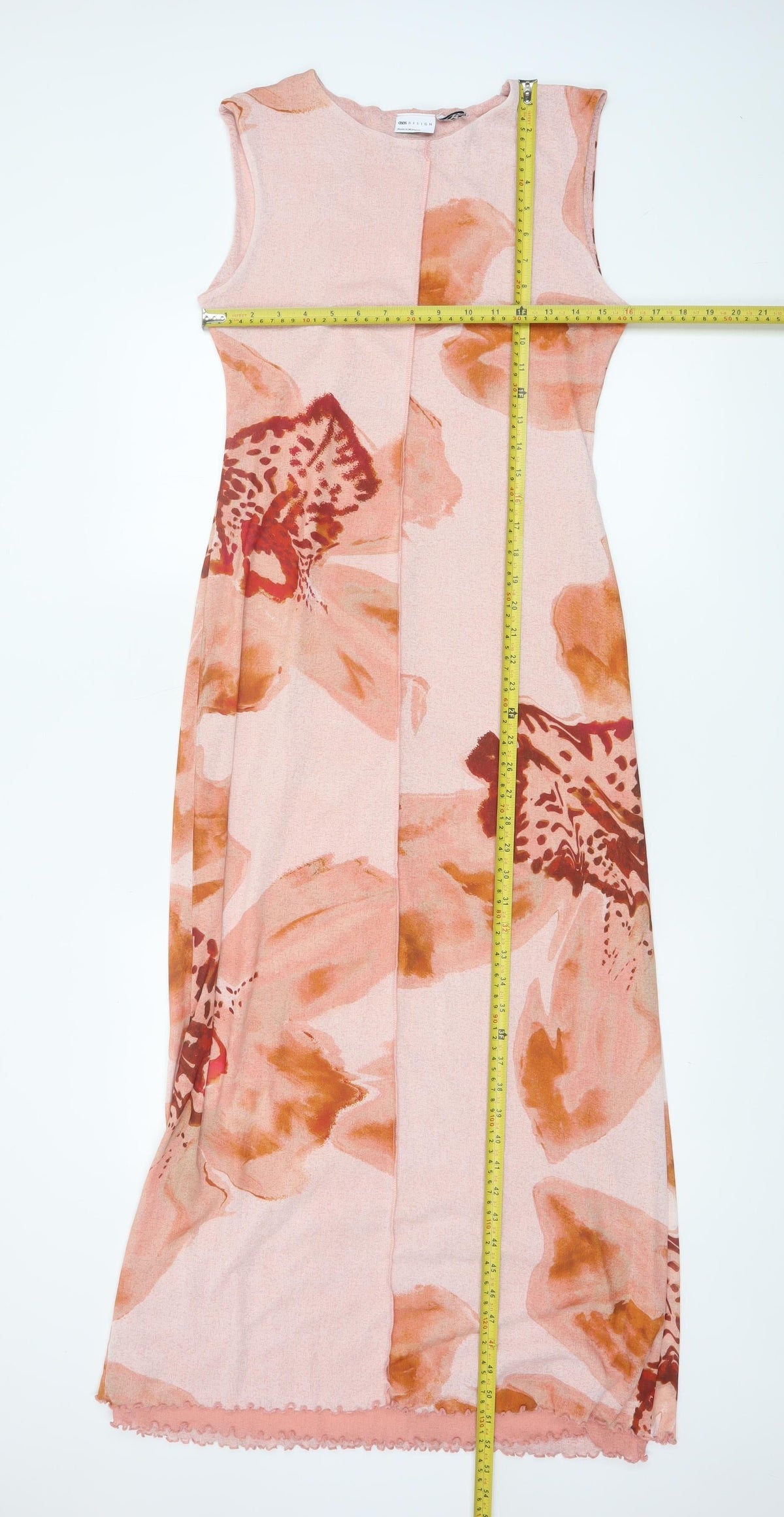 Cross Design Women’s Pink UK 12 Floral Sleeveless Jersey Maxi Dress
