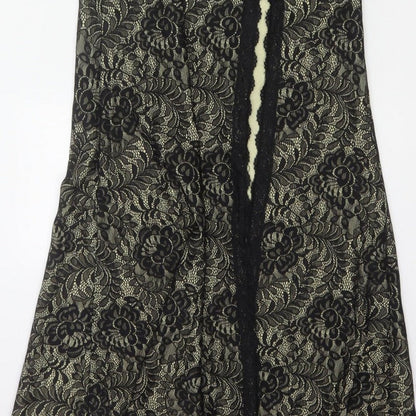 MIUSOL Women Black Lace Floral A-Line Long Formal Dress Size S